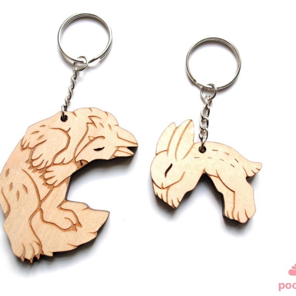 Wolf and Rabbit Couple Keychains - Picture 2 of 3